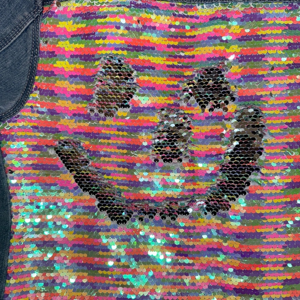 SALE💥Poured in Blue Reversible Sequin Denim Jacket – Girls M (8) – NWT - Picture 7 of 7